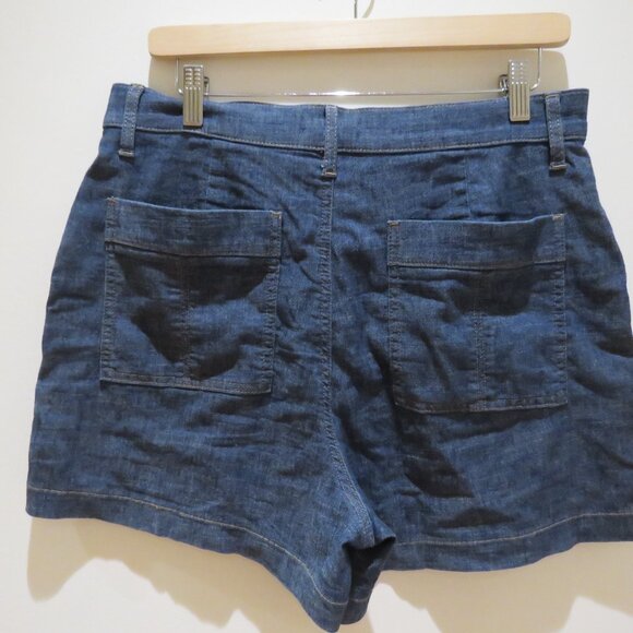 EVEREVE Joelle Stretch Linen Shorts in Stargazer Dark Denim Preppy Casual Comfy - Picture 9 of 14